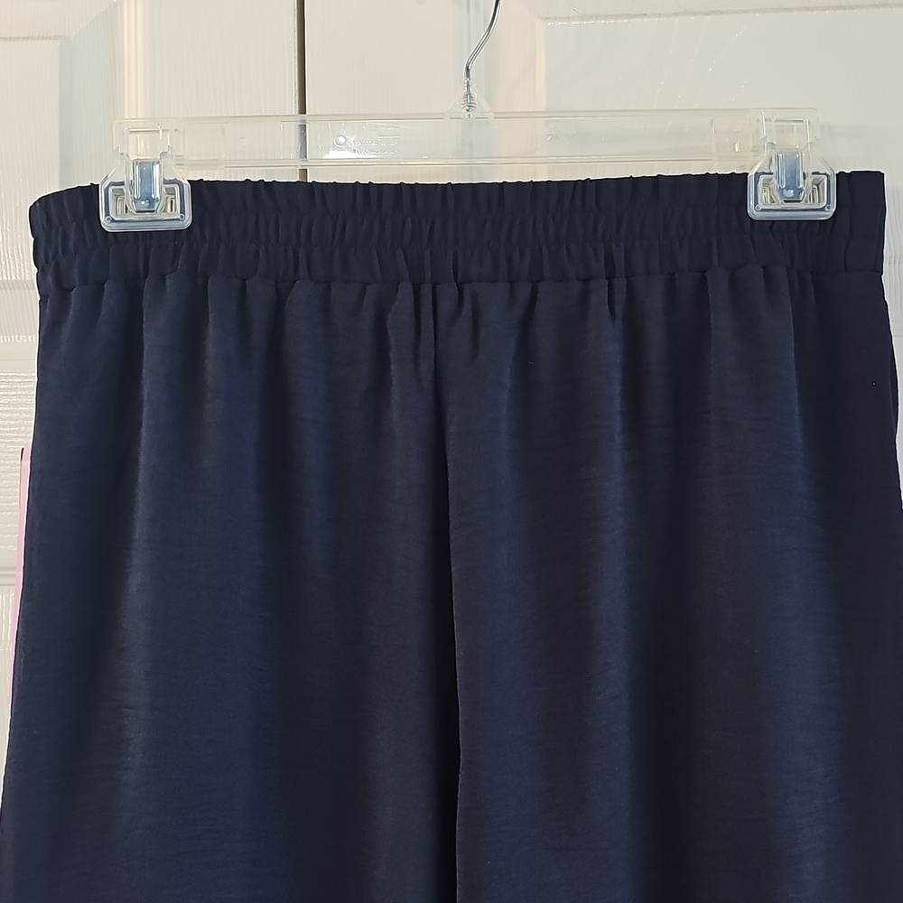 NWT New York Clothing CO Wide Leg Pull On Belted W Tie Petite Large (PL) Navy - Picture 10 of 16